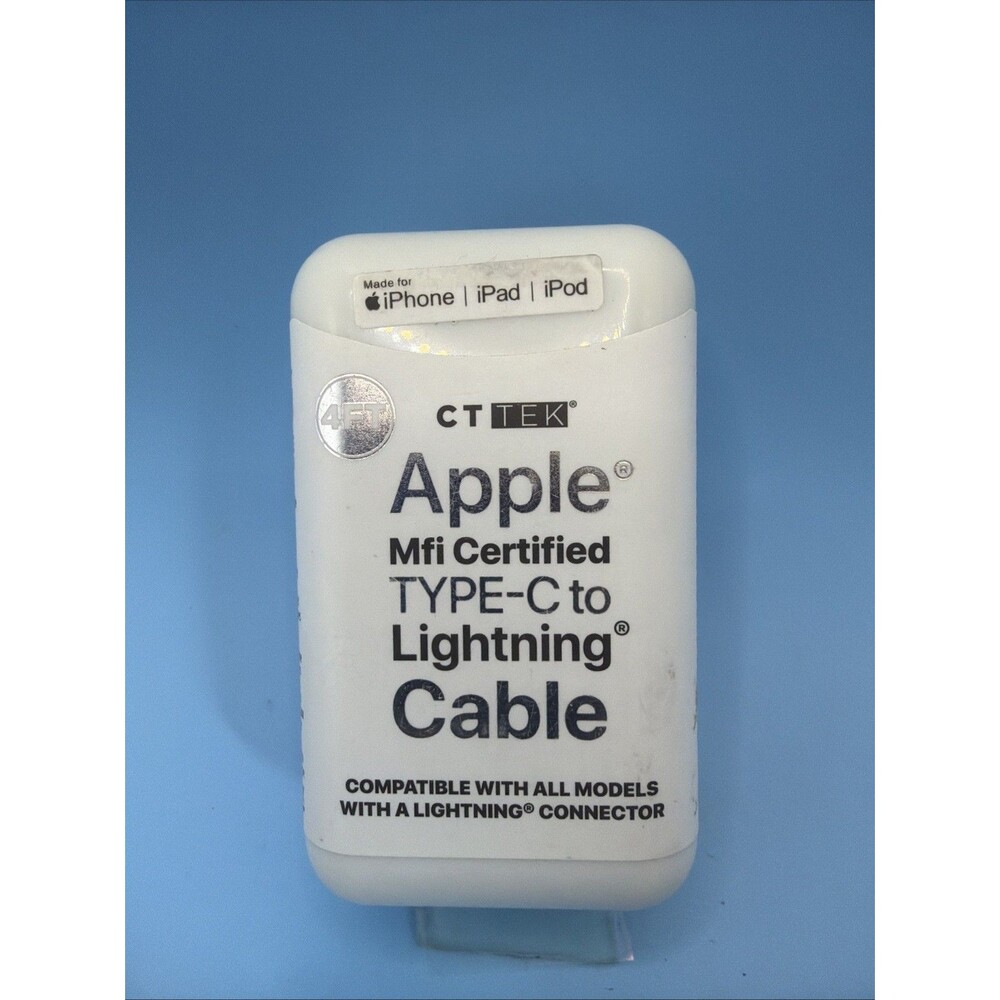 CT Tek Type-C To Lightning Cable Fast Charge Braided 4 Ft MFi Certified